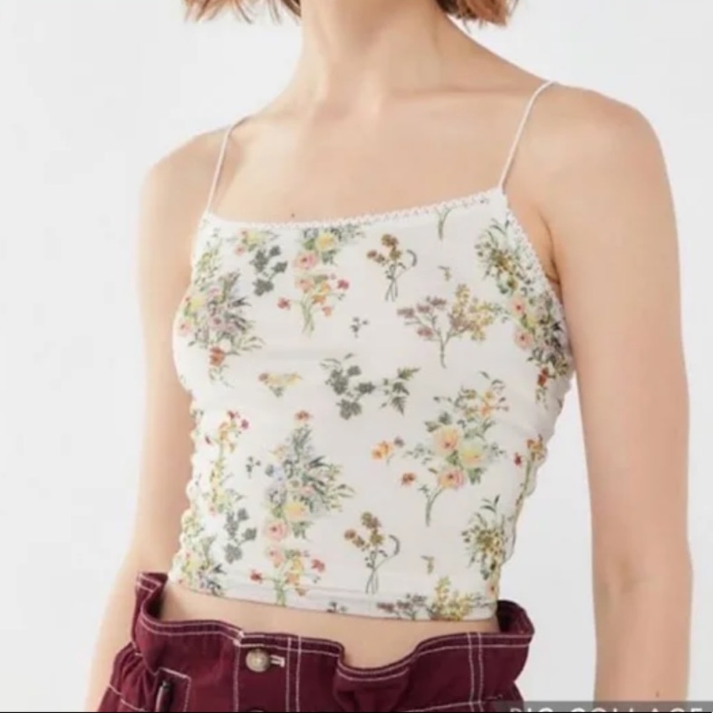 Floral Partially Mesh Cropped Cami